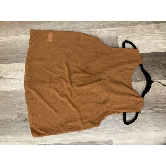 Wishlist Apparel Ruffle Burnt Orange Dot Button Sleeveless Blouse, Size Large - Picture 6 of 15